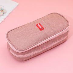 Canvas Large Capacity Students Pen Box Storage Pouch Simple School Stationery Bag Pencil case