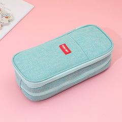 Canvas Large Capacity Students Pen Box Storage Pouch Simple School Stationery Bag Pencil case
