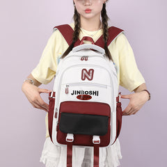 Casual Contrast Color Backpack Large Capacity, Junior And Senior High School Students Backpacks