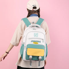 Casual Contrast Color Backpack Large Capacity, Junior And Senior High School Students Backpacks