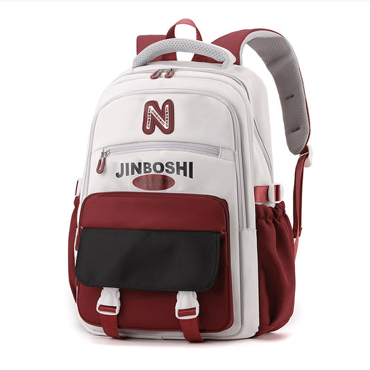 Casual Contrast Color Backpack Large Capacity, Junior And Senior High School Students Backpacks