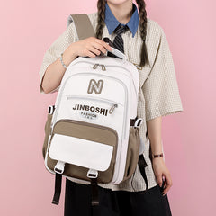 Casual Contrast Color Backpack Large Capacity, Junior And Senior High School Students Backpacks