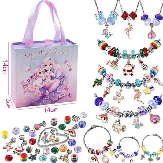 Girls Charm Bracelet Making Kit Mermaid Jewelry Supplies Make Set