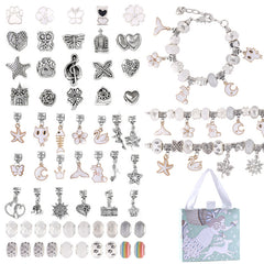 Charm Bracelet Necklace Making Kit with Jewelry Organizer Box