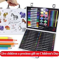 Children Art Painting Set With Marker Watercolor Paint Crayon Colored Pencil