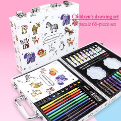 Children Art Painting Set With Marker Watercolor Paint Crayon Colored Pencil