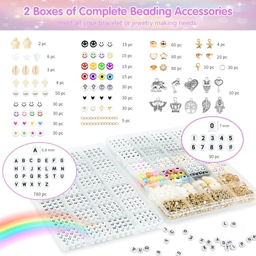 Clay Beads Bracelet Making Kit 72ColorsWith Charms for Jewelry Making, Crafts Gifts