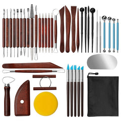 Clay Tools Kit 43 pcs Set Red Pottery Tools Practical Polymer Clay Sculpting Tools Kit