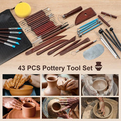 Clay Tools Kit 43 pcs Set Red Pottery Tools Practical Polymer Clay Sculpting Tools Kit