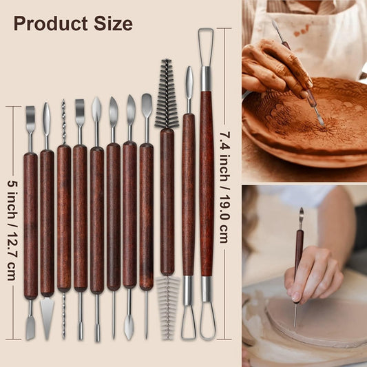 Clay Tools Kit 43 pcs Set Red Pottery Tools Practical Polymer Clay Sculpting Tools Kit