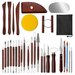 Clay Tools Kit 31 pcs Set Red Pottery Tools Practical Polymer Clay Sculpting Tools Kit