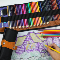 Professional Colored Pencil Set 72 Color Oil Color Pencil Roller Curtain Set