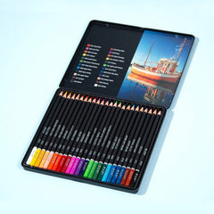 24 Colors Wood Colored Pencils With Tin Box Oil Color Pencil Set