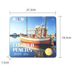 24 Colors Wood Colored Pencils With Tin Box Oil Color Pencil Set