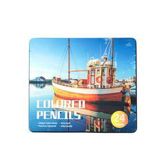 24 Colors Wood Colored Pencils With Tin Box Oil Color Pencil Set