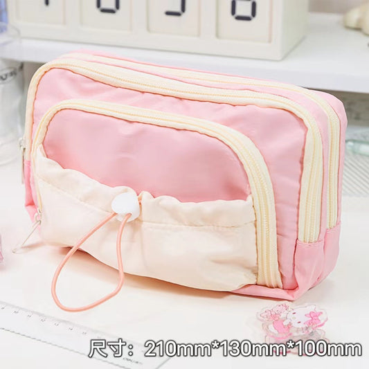 Large Pencil Pouch Cute Aesthetic Pencil Case Kawaii Pencil Case with Kawaii Pins