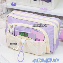 Large Pencil Pouch Cute Aesthetic Pencil Case Kawaii Pencil Case with Kawaii Pins