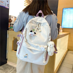 Cute Girl Backpack Nylon Large Capacity School Bag Students Backpack With Pendant