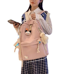 Cute Girl Backpack Nylon Large Capacity School Bag Students Backpack With Pendant