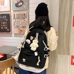 Cute Girl Backpack Nylon Large Capacity School Bag Students Backpack With Pendant