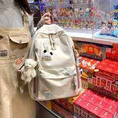 Cute Girl Backpack Nylon Large Capacity School Bag Students Backpack With Pendant