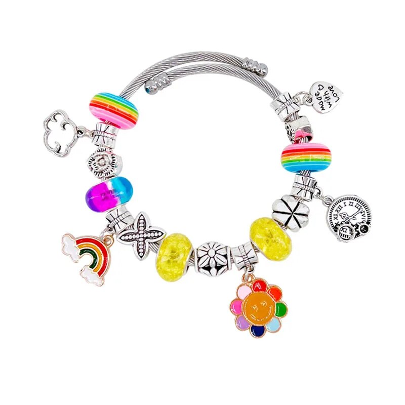 DIY Rainbow Sunflower Beaded Bracelet Kit With Gift Box - honeylives