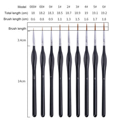 Detailing Brush Set 9pcs Artist Fine Tips Paint Brushes Set