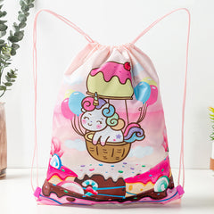 Dinosaurs Sports Equipment Bag Oxford Cloth Drawstring Bag Cartoon Print Outdoor Sports Camping Storage Bag