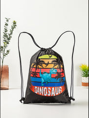 Dinosaurs Sports Equipment Bag Oxford Cloth Drawstring Bag Cartoon Print Outdoor Sports Camping Storage Bag