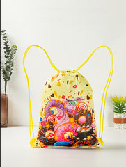 Dinosaurs Sports Equipment Bag Oxford Cloth Drawstring Bag Cartoon Print Outdoor Sports Camping Storage Bag