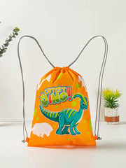 Dinosaurs Sports Equipment Bag Oxford Cloth Drawstring Bag Cartoon Print Outdoor Sports Camping Storage Bag