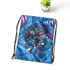 Dinosaurs Sports Equipment Bag Oxford Cloth Drawstring Bag Cartoon Print Outdoor Sports Camping Storage Bag