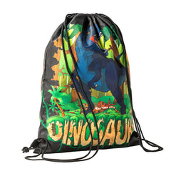 Dinosaurs Sports Equipment Bag Oxford Cloth Drawstring Bag Cartoon Print Outdoor Sports Camping Storage Bag