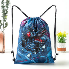 Dinosaurs Sports Equipment Bag Oxford Cloth Drawstring Bag Cartoon Print Outdoor Sports Camping Storage Bag