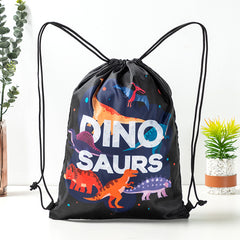 Dinosaurs Sports Equipment Bag Oxford Cloth Drawstring Bag Cartoon Print Outdoor Sports Camping Storage Bag