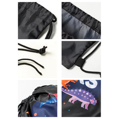 Dinosaurs Sports Equipment Bag Oxford Cloth Drawstring Bag Cartoon Print Outdoor Sports Camping Storage Bag