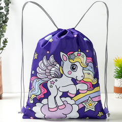 Dinosaurs Sports Equipment Bag Oxford Cloth Drawstring Bag Cartoon Print Outdoor Sports Camping Storage Bag