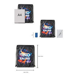 Dinosaurs Sports Equipment Bag Oxford Cloth Drawstring Bag Cartoon Print Outdoor Sports Camping Storage Bag