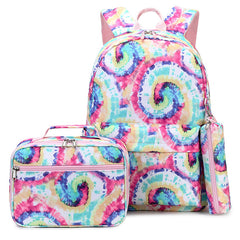 3pcs Set Large Capacity Print Backpack Student School Bag