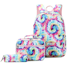 3pcs Set Large Capacity Print Backpack Student School Bag