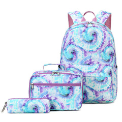 3pcs Set Large Capacity Print Backpack Student School Bag