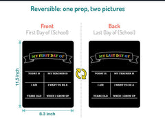 First Day of School Double Sided Back to School Chalkboard Reusable Wooden