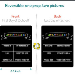 First Day of School Double Sided Back to School Chalkboard Reusable Wooden
