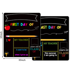 First Day of School Double Sided Back to School Chalkboard Reusable Wooden