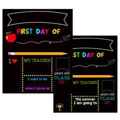 First Day of School Double Sided Back to School Chalkboard Reusable Wooden