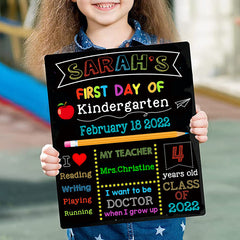 First Day of School Double Sided Back to School Chalkboard Reusable Wooden