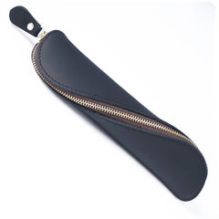 Genuine Leather Zipper Pen Pencil Bag Vintage Pen Case
