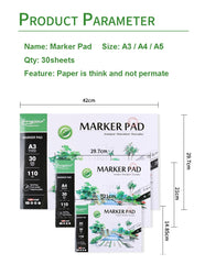 Marker Drawing Book 30 Sheets Professional Marker Paper Watercolor Sketch Notepad Book