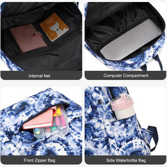3pcs Set Large Capacity Print Backpack Student School Bag