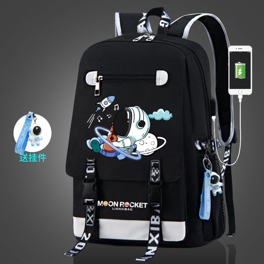 Kids Backpack Primary Astronaut School Backpack Schoolbags With USB Charge Port
